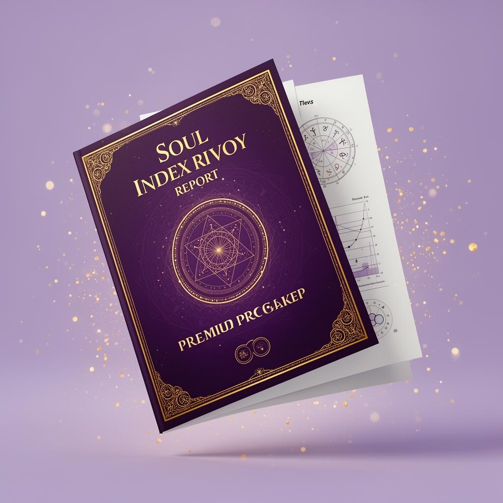 Soul Index Report PDF preview with luxury gold and purple design